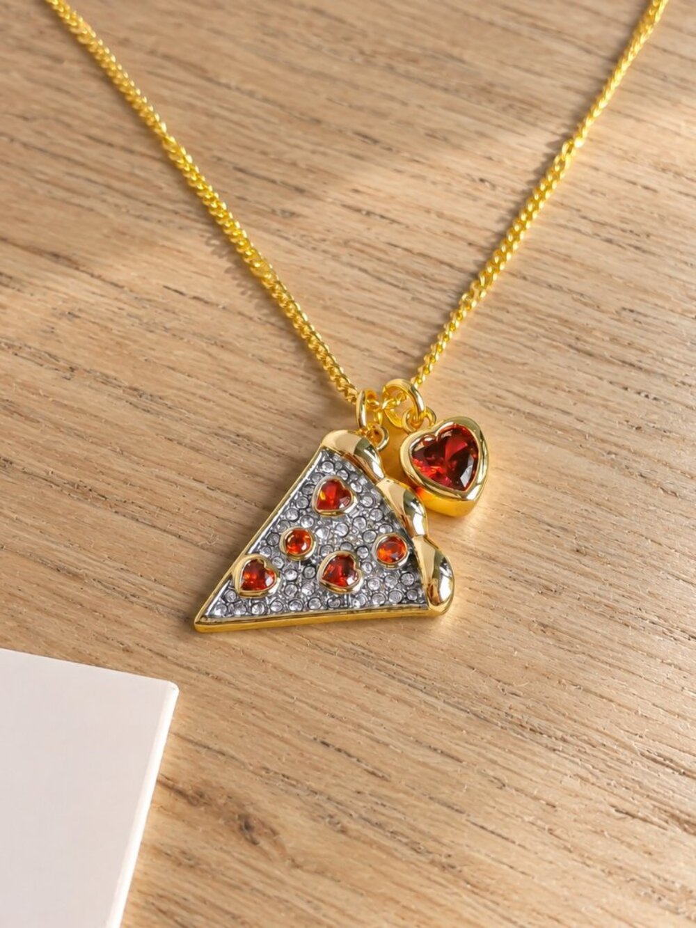 Kate Spade Pizza My Heart Pendant Necklace Gold Multicolor Pizza Slice Charm